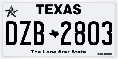 TX license plate DZB2803