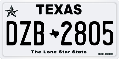 TX license plate DZB2805