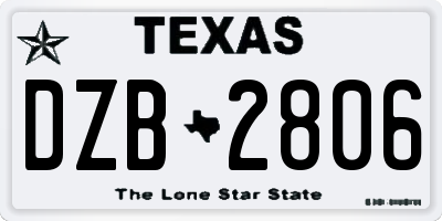 TX license plate DZB2806