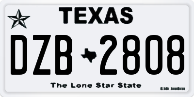 TX license plate DZB2808