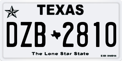 TX license plate DZB2810