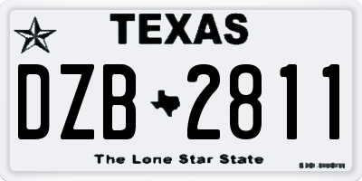 TX license plate DZB2811