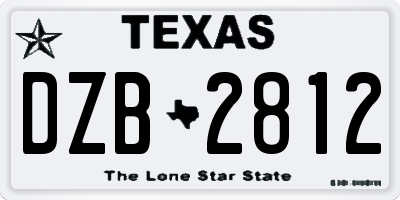 TX license plate DZB2812