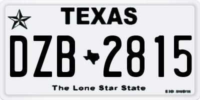 TX license plate DZB2815