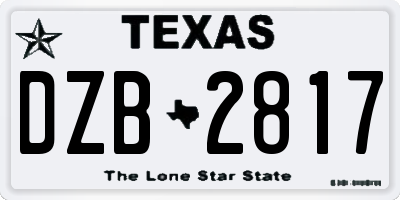 TX license plate DZB2817