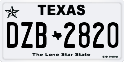 TX license plate DZB2820