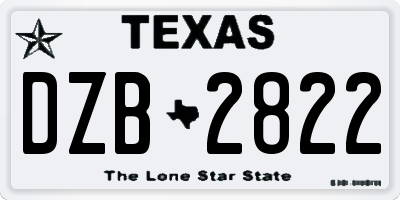 TX license plate DZB2822