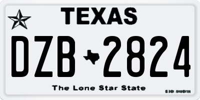 TX license plate DZB2824