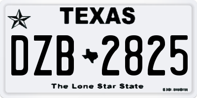 TX license plate DZB2825
