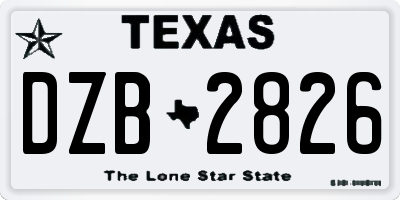 TX license plate DZB2826