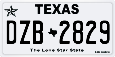 TX license plate DZB2829