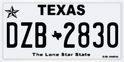 TX license plate DZB2830