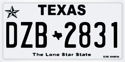 TX license plate DZB2831