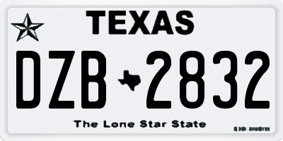 TX license plate DZB2832