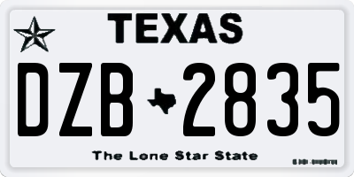 TX license plate DZB2835
