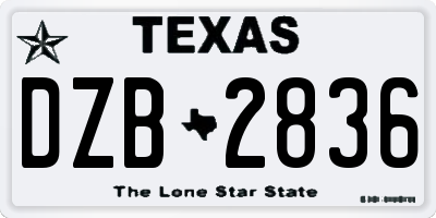 TX license plate DZB2836