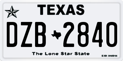 TX license plate DZB2840