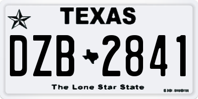 TX license plate DZB2841