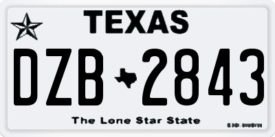 TX license plate DZB2843