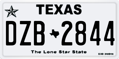 TX license plate DZB2844
