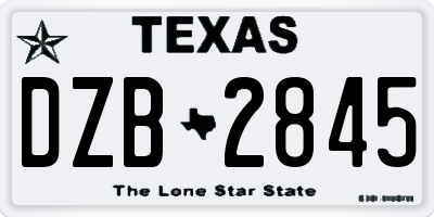 TX license plate DZB2845