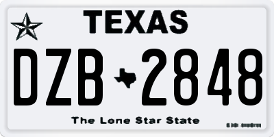 TX license plate DZB2848