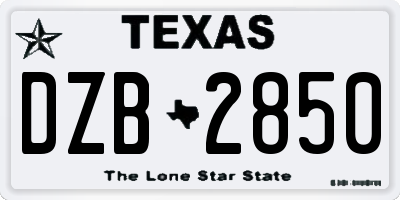 TX license plate DZB2850