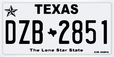 TX license plate DZB2851