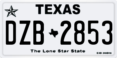 TX license plate DZB2853