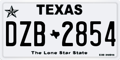 TX license plate DZB2854