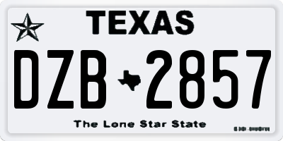 TX license plate DZB2857