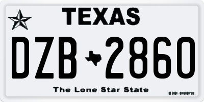 TX license plate DZB2860