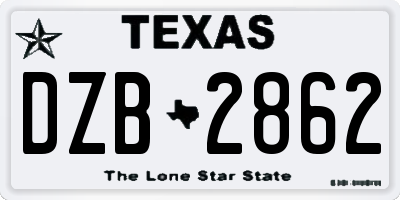 TX license plate DZB2862