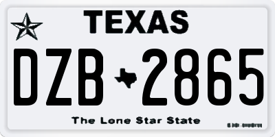 TX license plate DZB2865