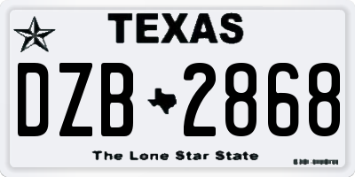 TX license plate DZB2868