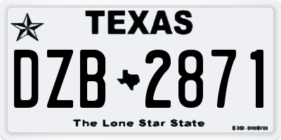 TX license plate DZB2871