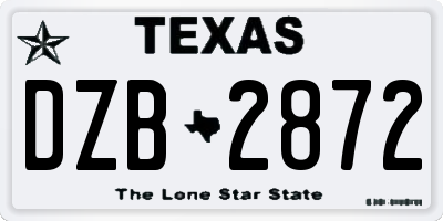 TX license plate DZB2872