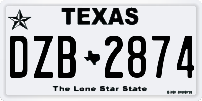TX license plate DZB2874