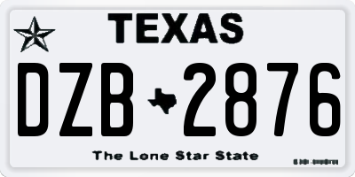 TX license plate DZB2876