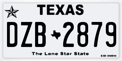 TX license plate DZB2879