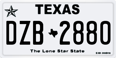 TX license plate DZB2880