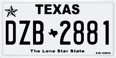 TX license plate DZB2881
