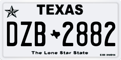 TX license plate DZB2882