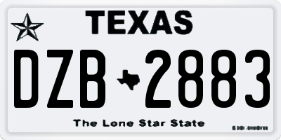 TX license plate DZB2883