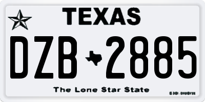 TX license plate DZB2885