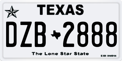 TX license plate DZB2888