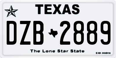 TX license plate DZB2889