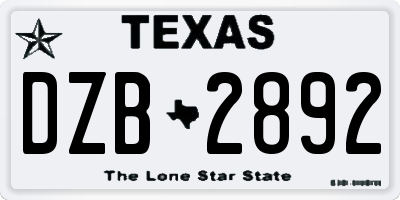 TX license plate DZB2892