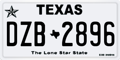 TX license plate DZB2896