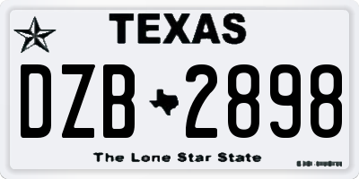 TX license plate DZB2898